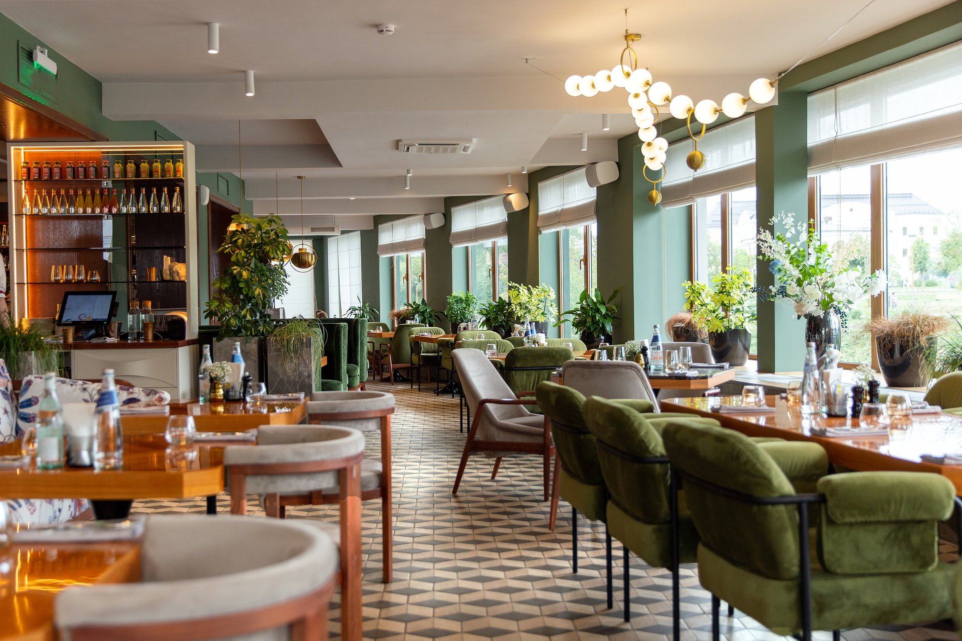 Interior of a modern cosy Italian restaurant