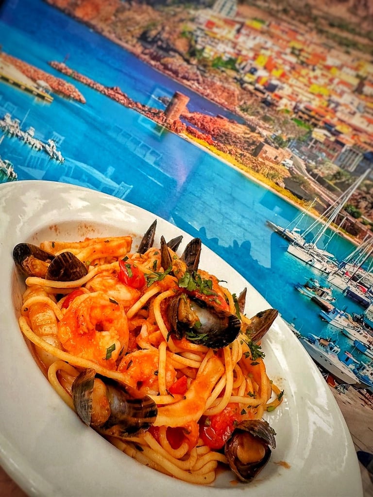 Trattoria Lalis Prawns Diavola seafood pasta